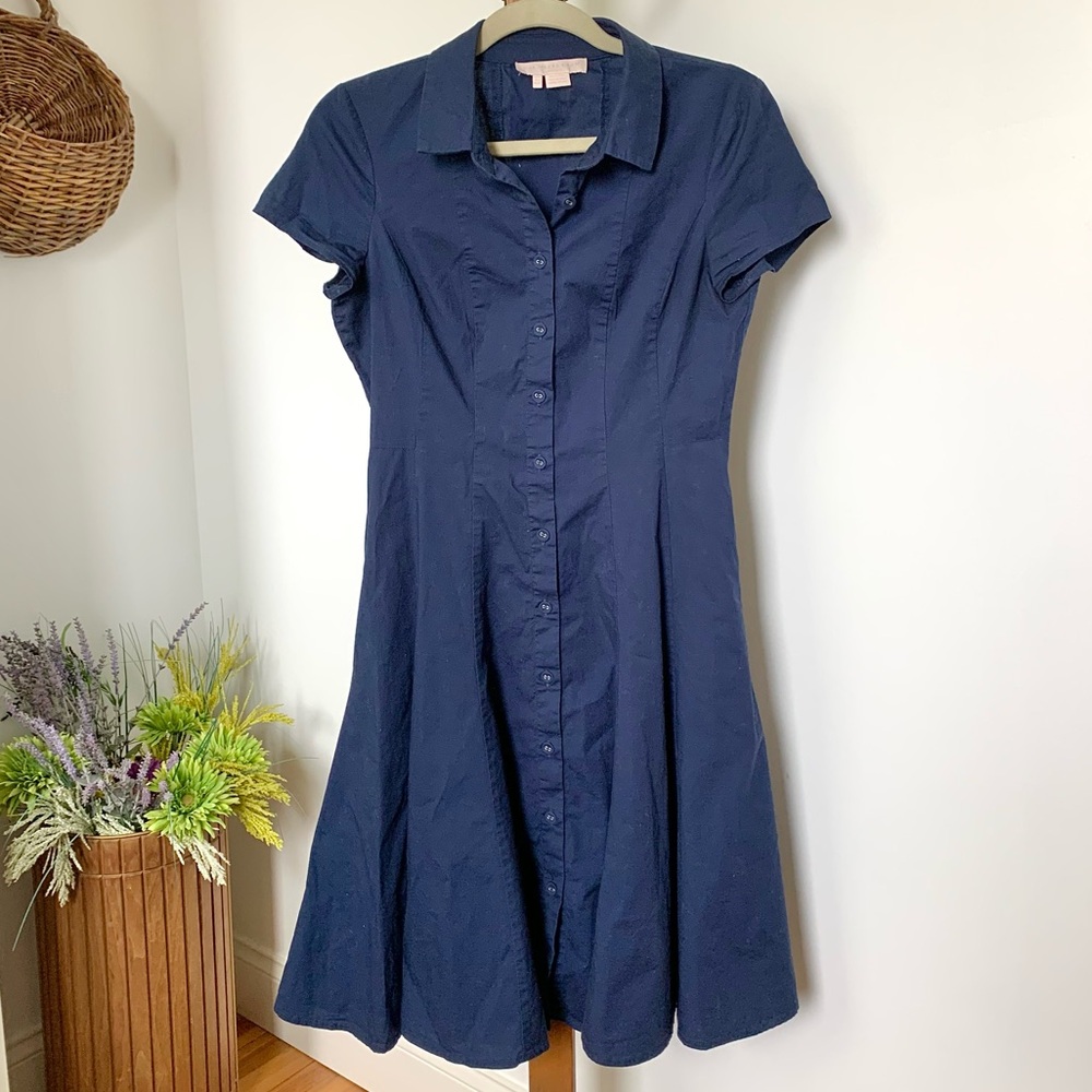 Gal Meets Glam Rose Dress Collared Cotton Navy Blue US 2 XS SM - Picture 6 of 16